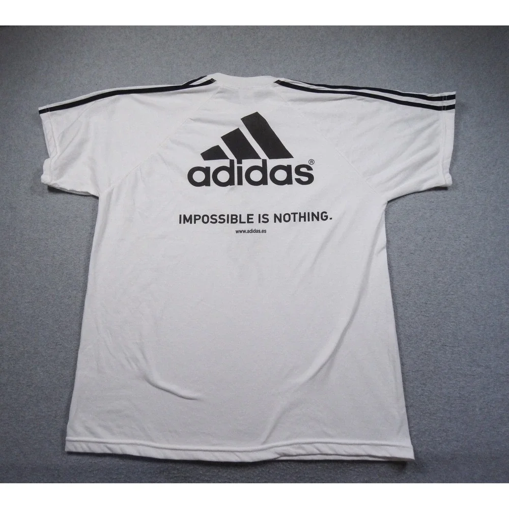 Vintage Adidas Shirt Mens Large White Marathon Demadrid Spain Running Y2K